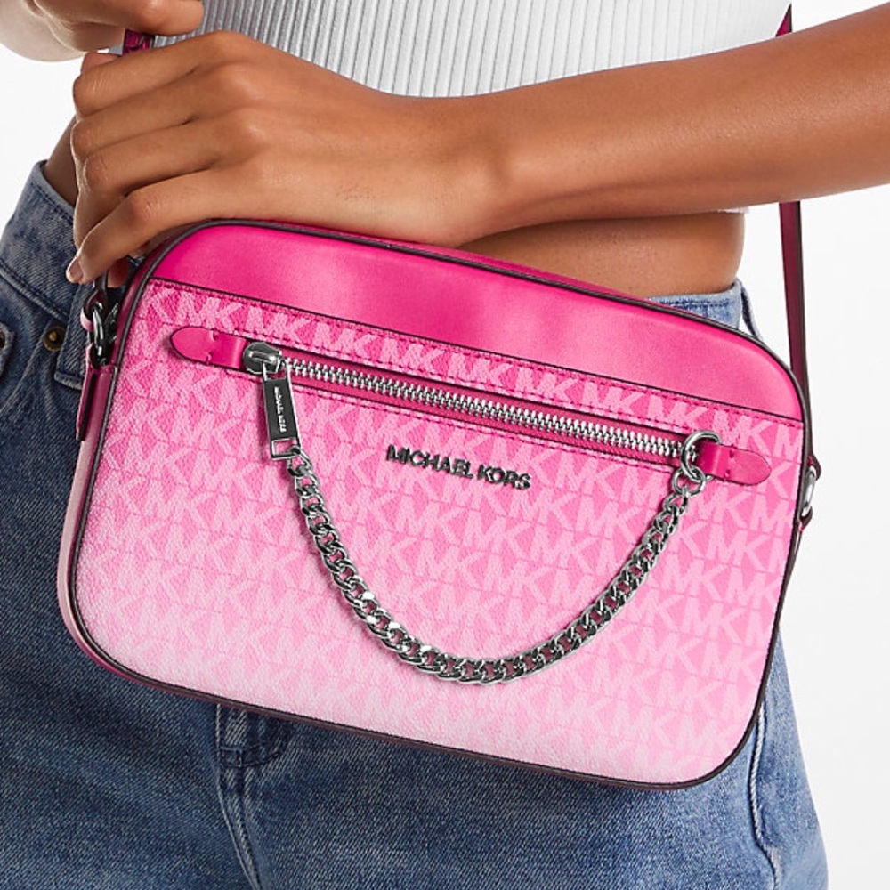 Michael Kors Jet Set Item Large Ombré EW Signature ZP Chain XBody Logo Crossbody - Picture 3 of 14